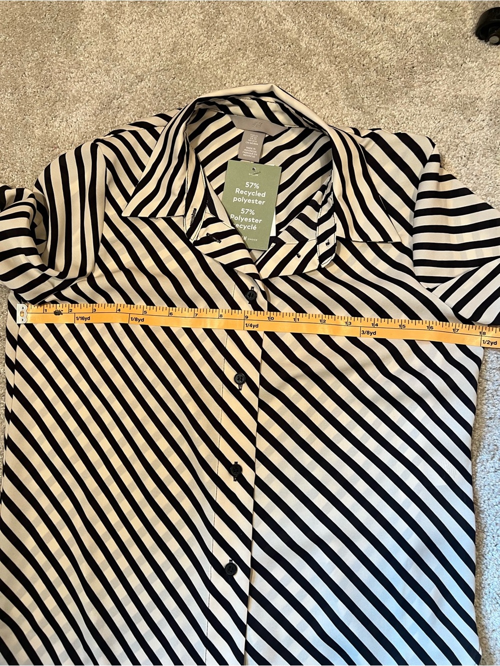 H&M Black and White Diagonal Stripe Button-Front Blouse - Picture 6 of 11